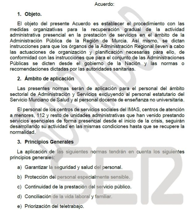 Imagen del borrador que maneja el Gobierno de la Región de Murcia