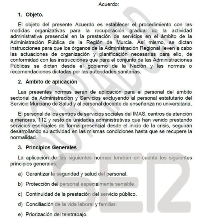 Imagen del borrador que maneja el Gobierno de la Región de Murcia