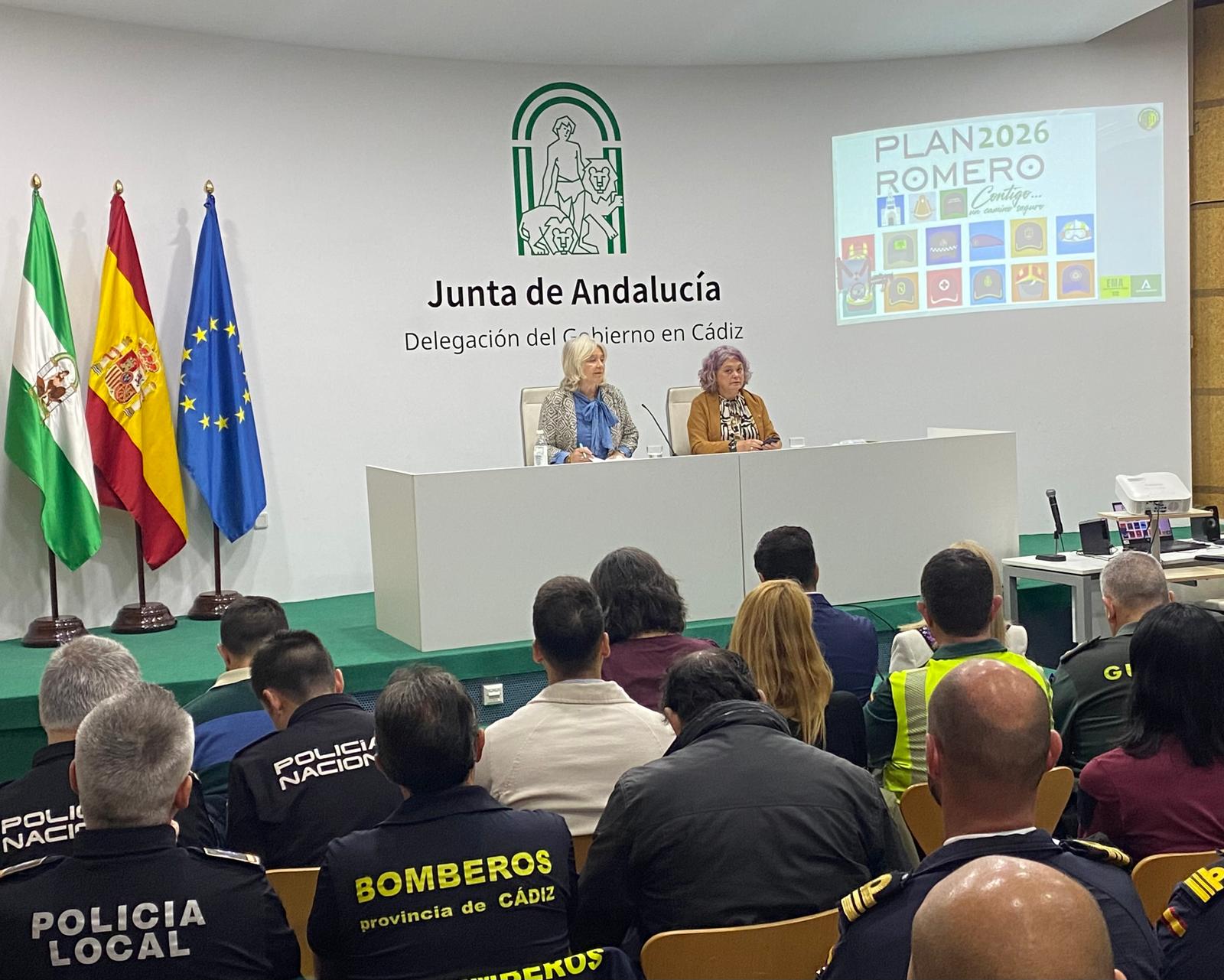 Mercedes Colombo y Blanca Flores durante la presentación del Plan Romero en los Caminos de Cádiz