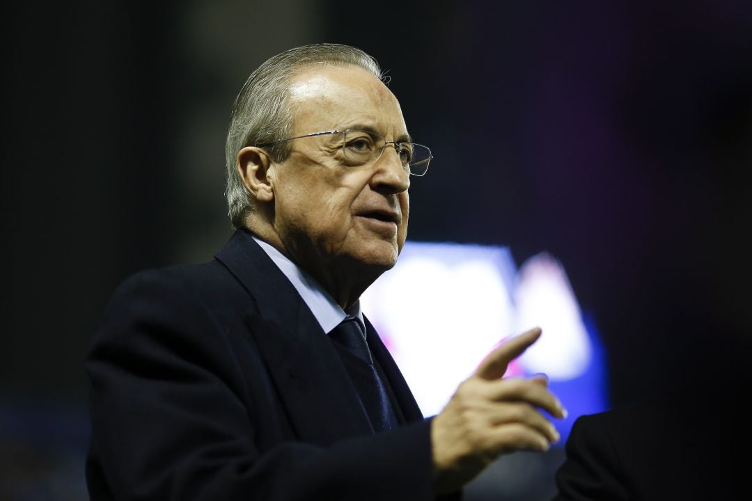 El presidente del Real Madrid, Florentino Pérez, durante una rueda de prensa. 