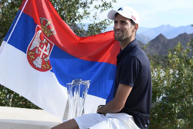 Djokovic, en la celebración de su victoria en Indian Wells