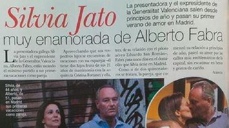 Interior de la revista Diez Minutos que recoge la relación entre Silvia Jato y Alberto Fabra