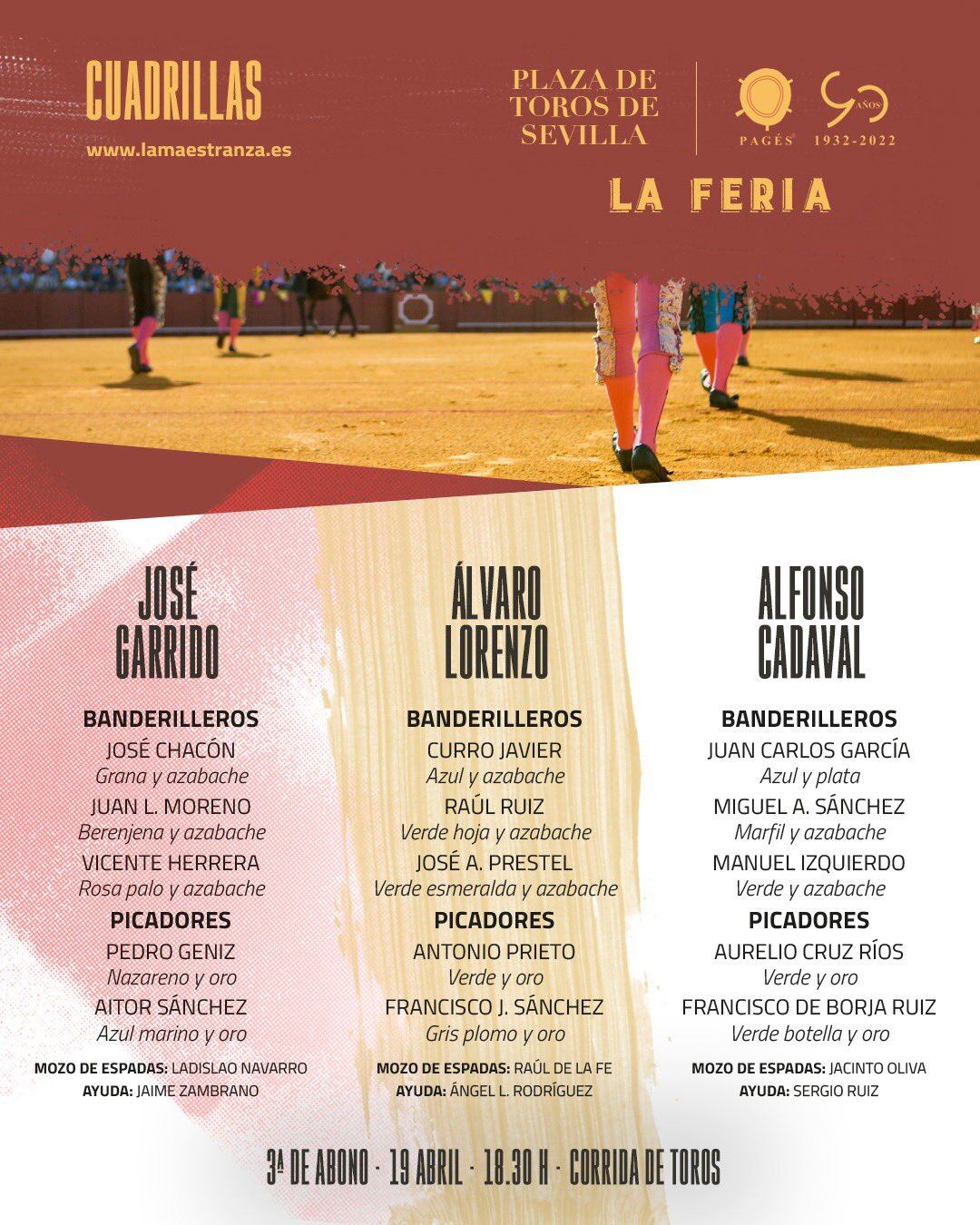 Cuadrillas de banderilleros y picadores para el segundo festejo de la Feria de Abril 2023