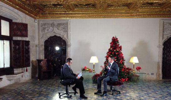 El Saló Daurat del Palau de la Generalitat ha acogido la entrevista al President Puig