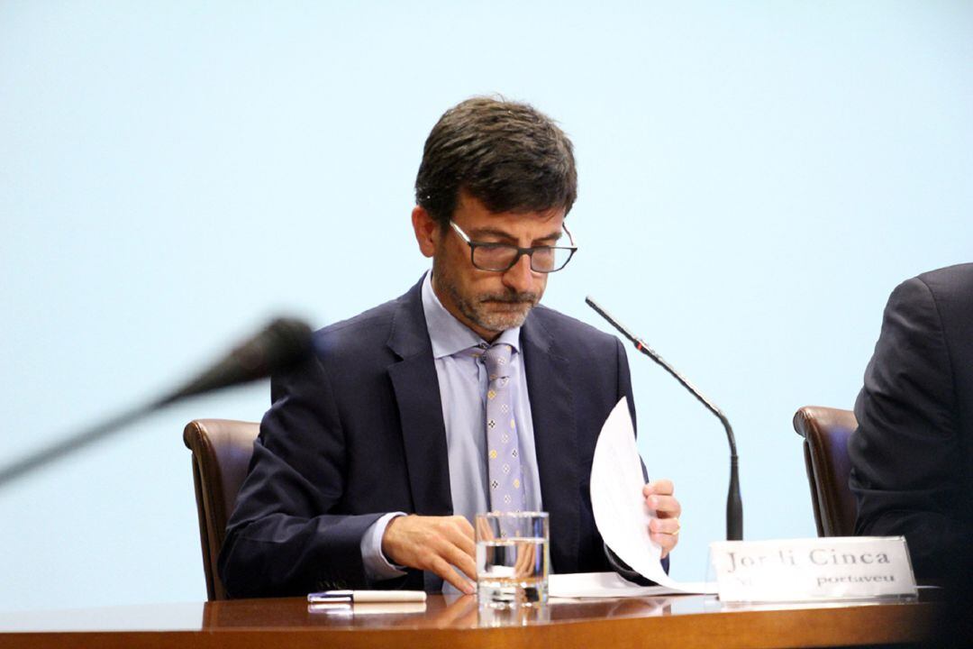 El ministre portaveu del Govern, Jordi Cinca, en la roda de premsa posterior al Consell de Ministres.