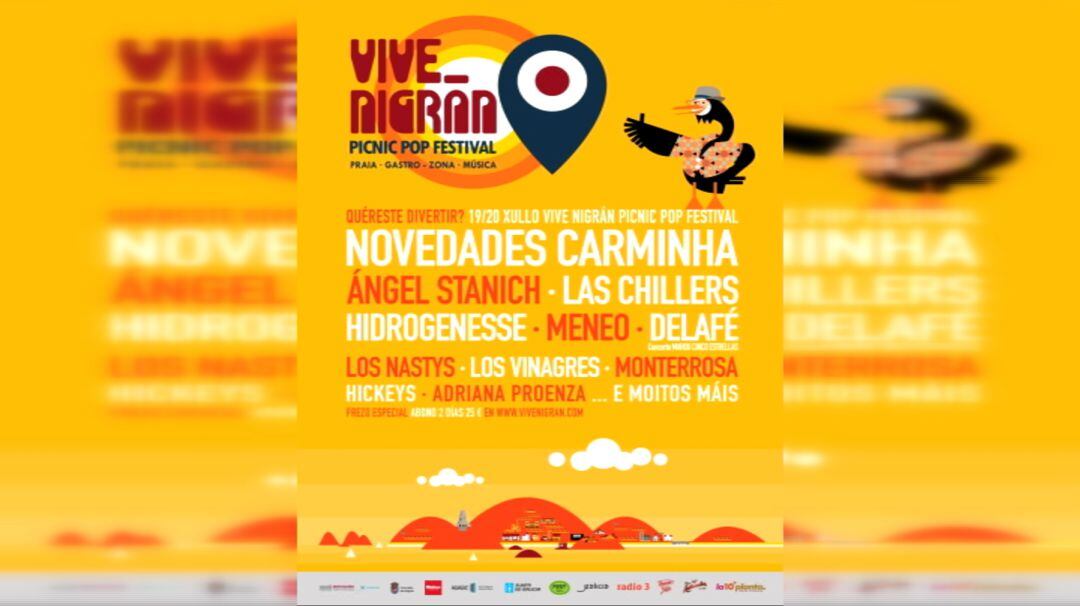 Cartel con los grupos que actúan en el festival Vive Nigrán