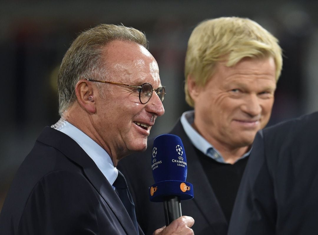 Karl Heinz Rummenigge y Oliver Kahn durante un acto de la Champions