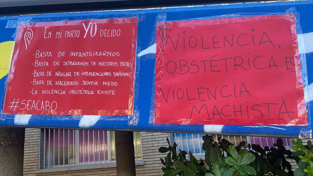 Denuncian pintadas contra la "violencia obstétrica" en el Hospital Materno Infantil de Zaragoza