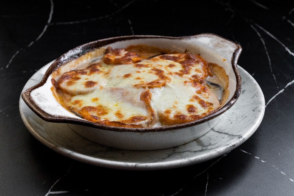 Parmigiana de melanzana y patata dolce