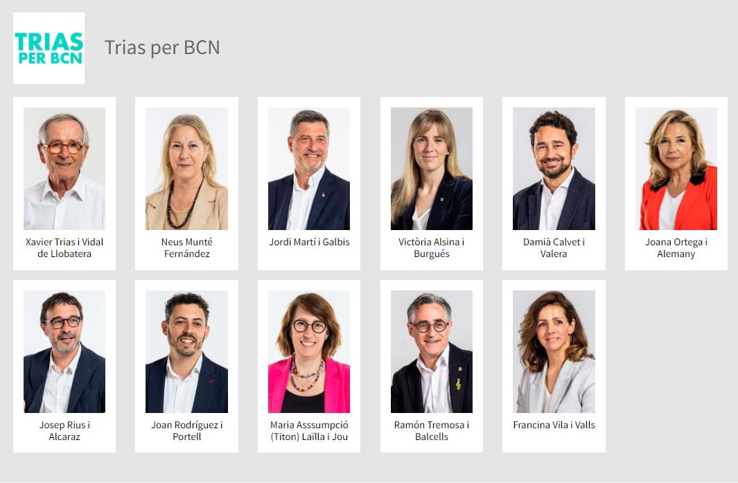 Regidors elegits 28-M Ajuntament de Barcelona. Grup Municipal Trias per Barcelona