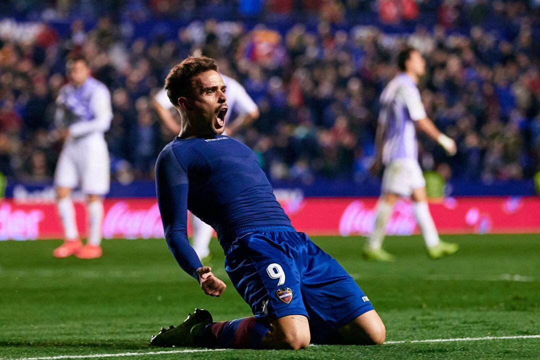 Roger Marti celebra el segundo gol ante el Real Valladolid