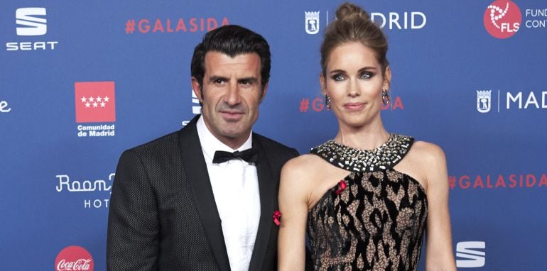 Figo, junto a su mujer, Helen Swedin