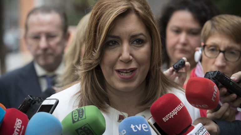 Susana Díaz durante una comparecencia con la prensa