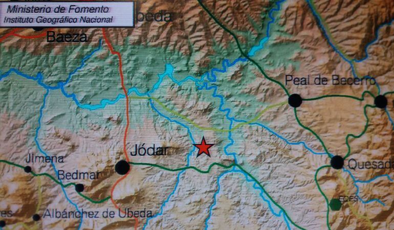 Mapa con la ubicación del terremoto