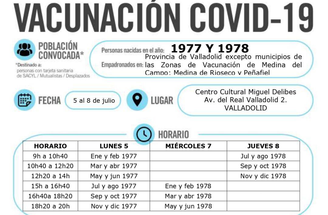 Vacunación para los nacidos en 1977 y 1978