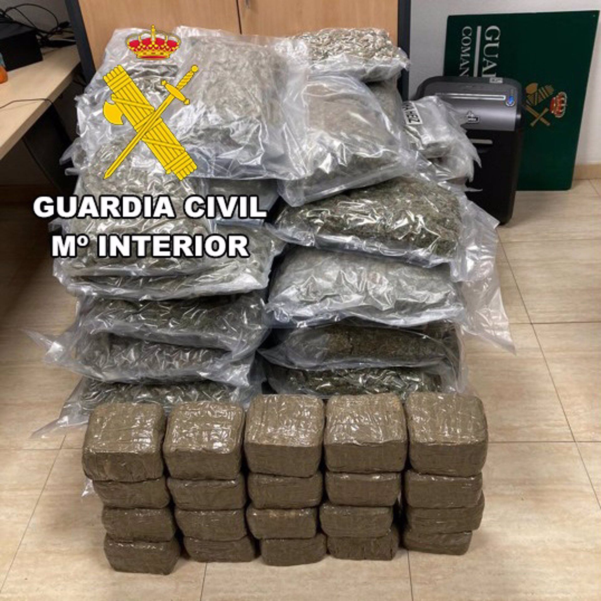 Droga que ha sido incautada por la Guardia Civil de Jaén