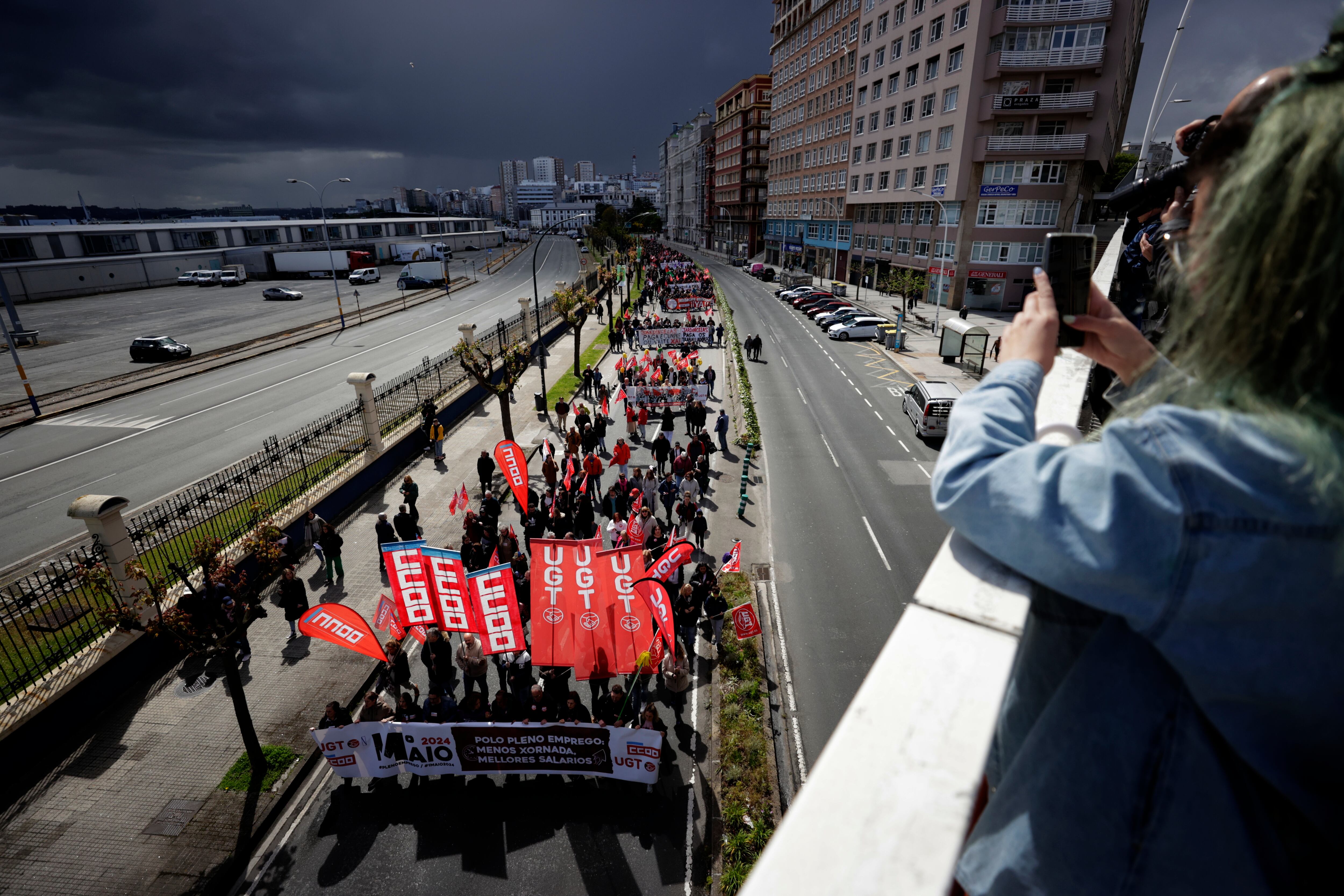 Manifestación convocada por los sindicatos UGT y CCOO.