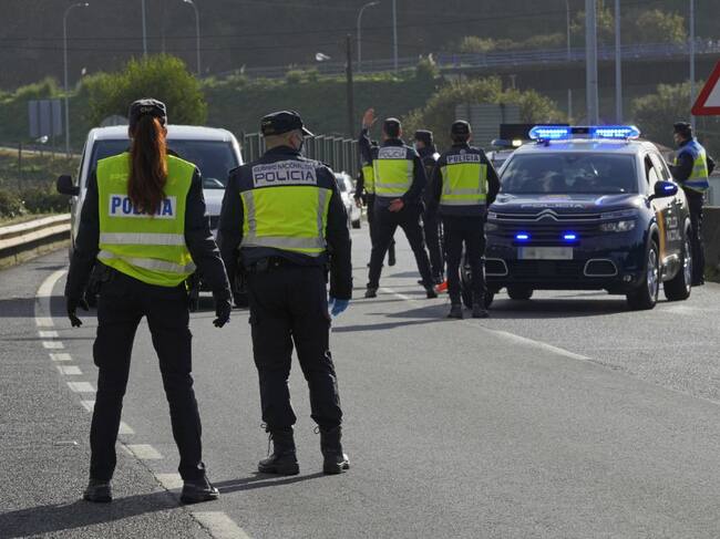 Varios agentes de Policía Nacional durante un control de movilidad