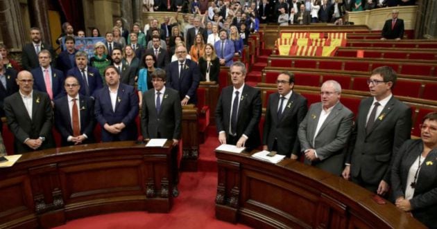 El Parlament en la aprobación de la DUI el 27 de octubre