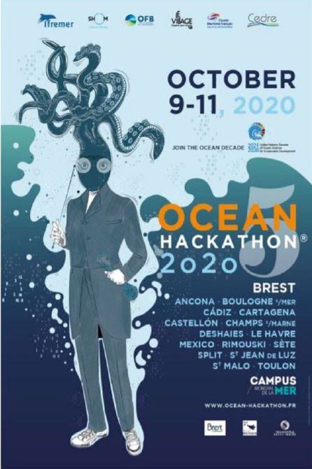 Cartel anunciador del Ocean Hackathon 2020