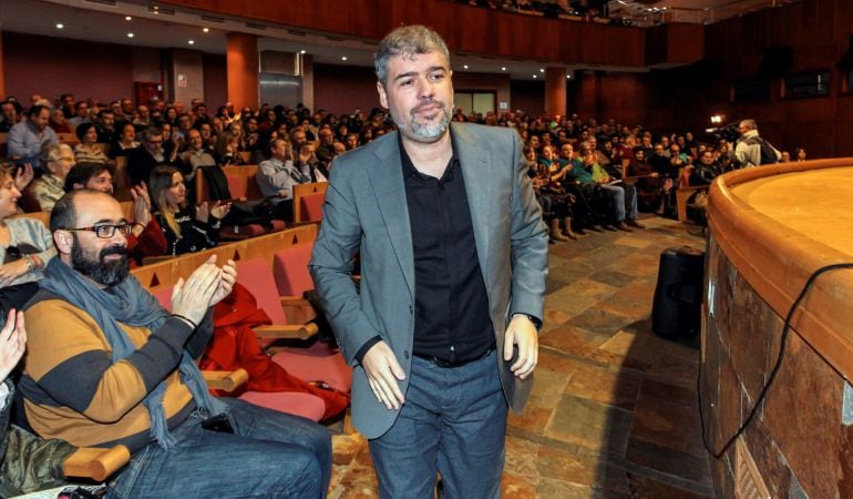 El secretario general de CCOO, Unai Sordo, durante un acto con delegados y delegadas de este sindicato en Extremadura