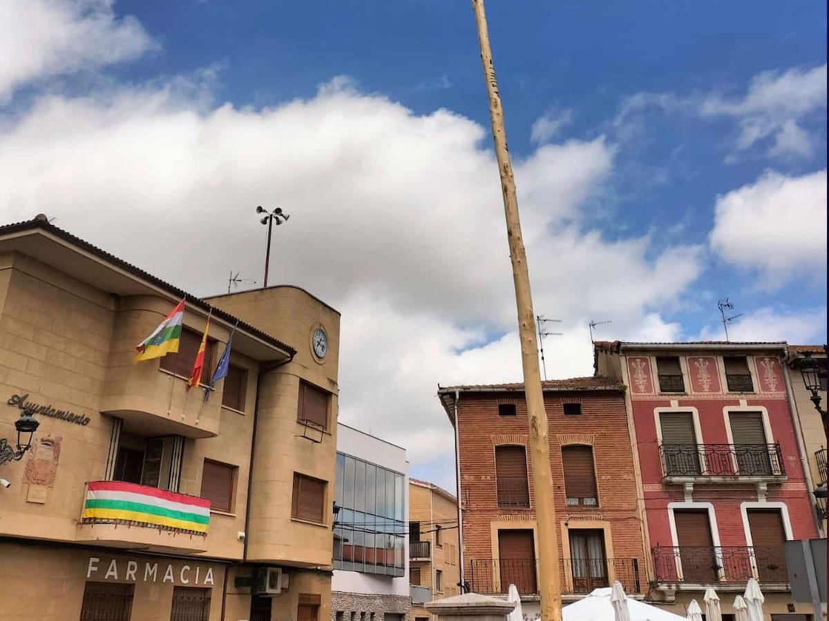 La puesta del 'mayo' de Castañares de Rioja da el inicio a sus fiestas de primavera