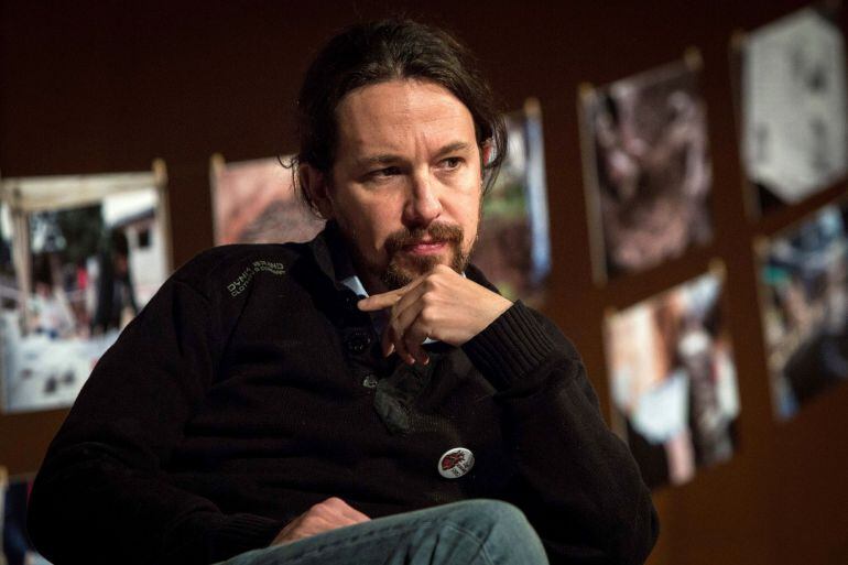 El líder de Podemos, Pablo Iglesias, participa en un acto de su partido sobre la memoria histórica y en homenaje a víctimas del franquismo