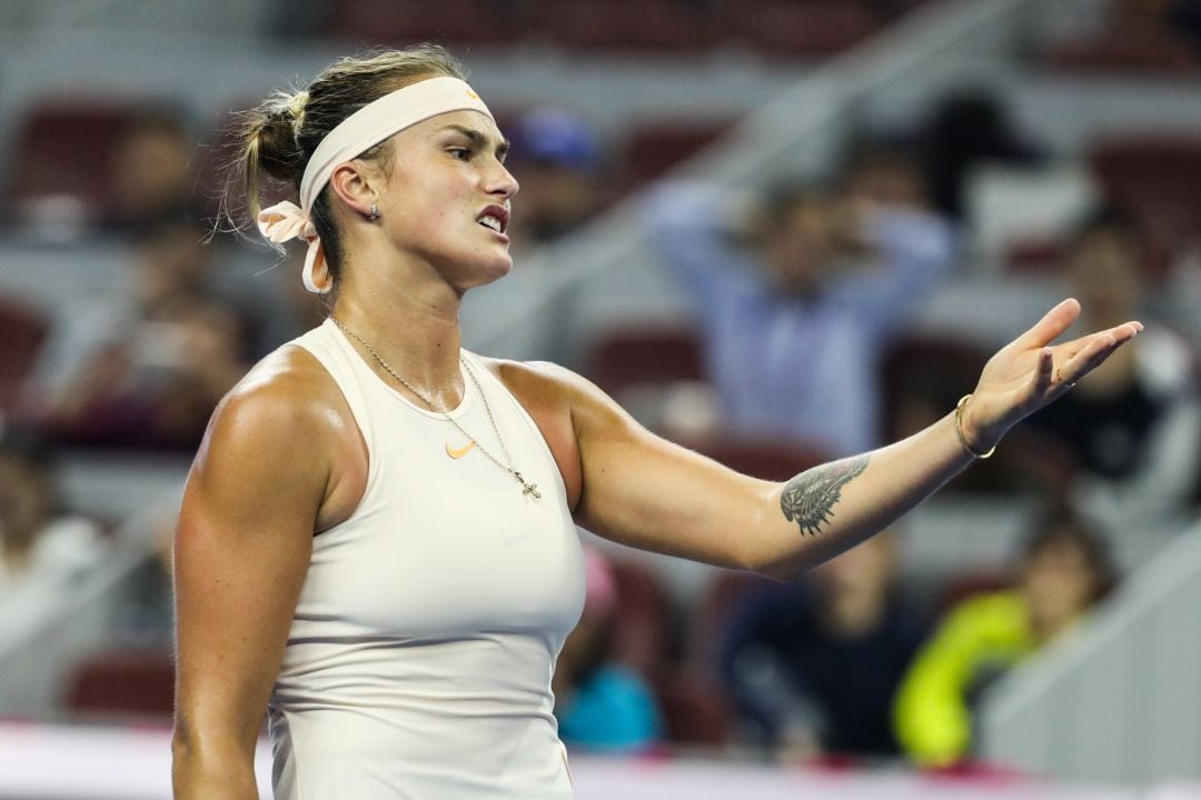 Sabalenka durante el partido contra Wang.