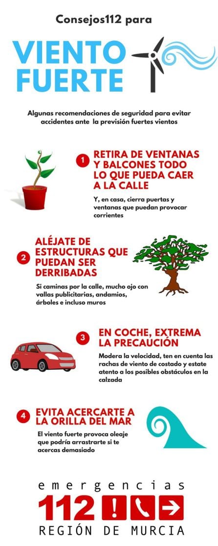 Consejos ante fuertes rachas de viento