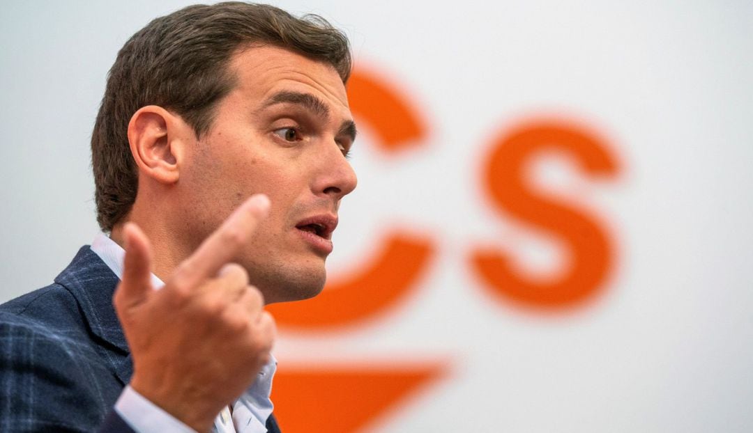 El presidente de Ciudadanos, Albert Rivera, durante la rueda de prensa posterior a la reunión del Comité Ejecutivo de su partido, este lunes en Madrid.