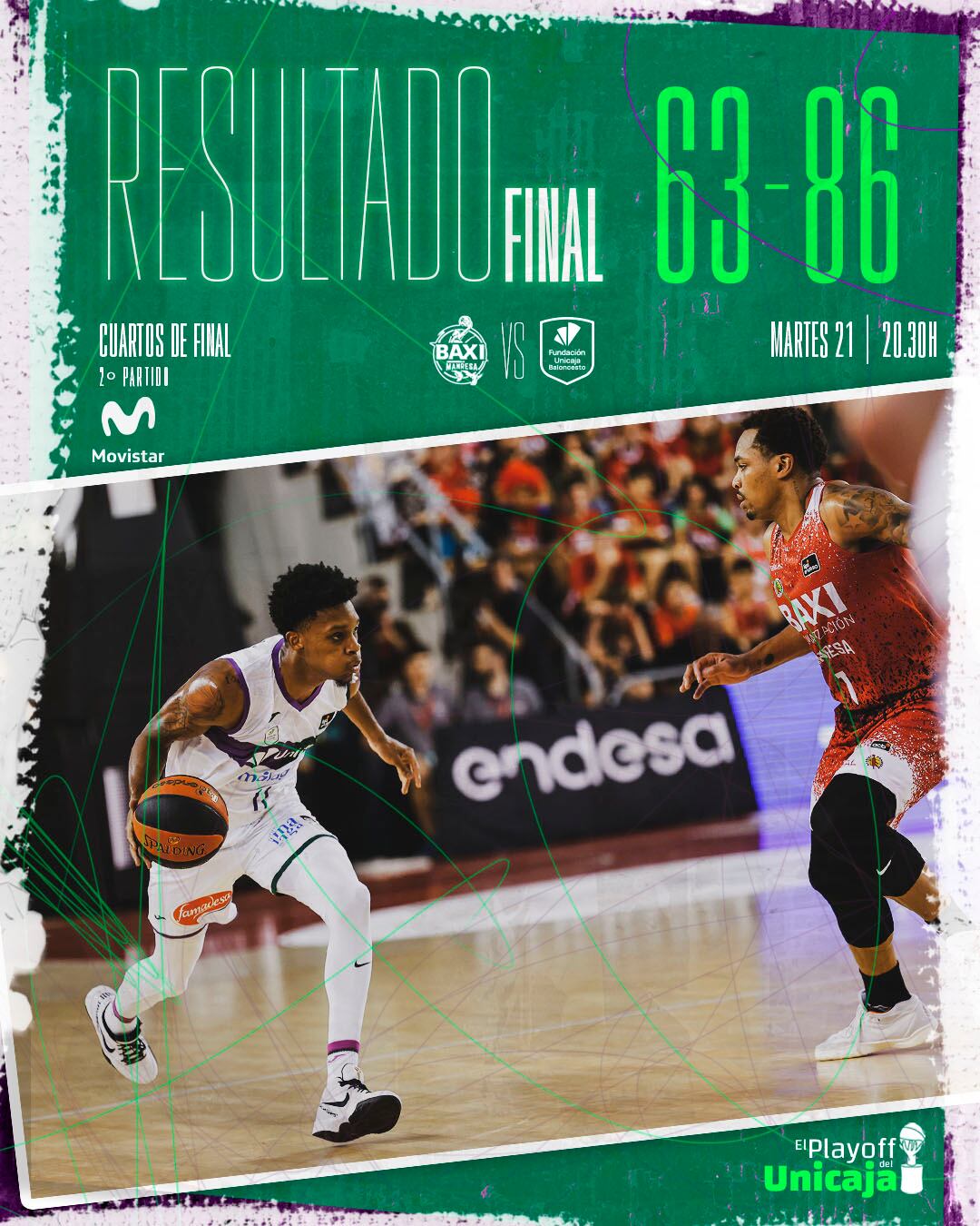 El Unicaja, en un gran partido, venció al BAXI Manresa y se clasificó para las semifinales de la Liga Endesa