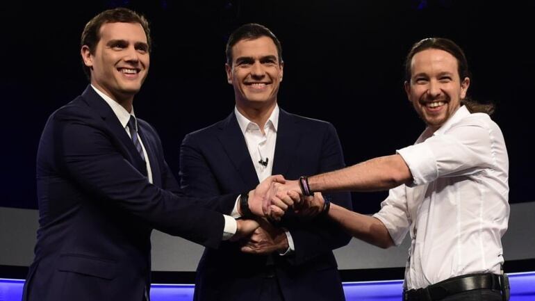 Albert Rivera, Pedro Sánchez y Pablo Iglesias en el debate de &#039;El País&#039;