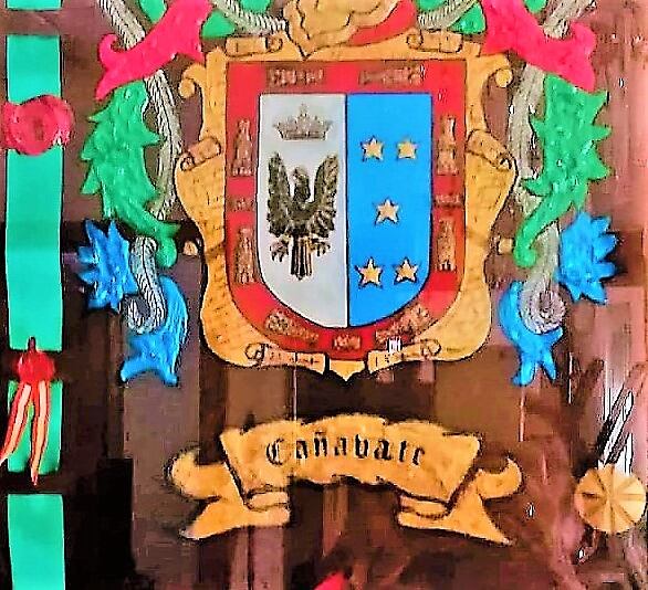 2022.Escudo Heráldico de la familia Cañavate.  Se puede observar que el pico del águila está hacia la izquierda, lo que indica que su título de nobleza fue adquirido por acciones de gran esfuerzo y valor.