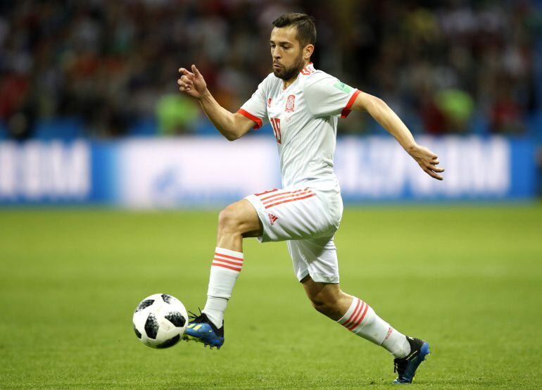 Jordi Alba durante el partido contra Irán. 