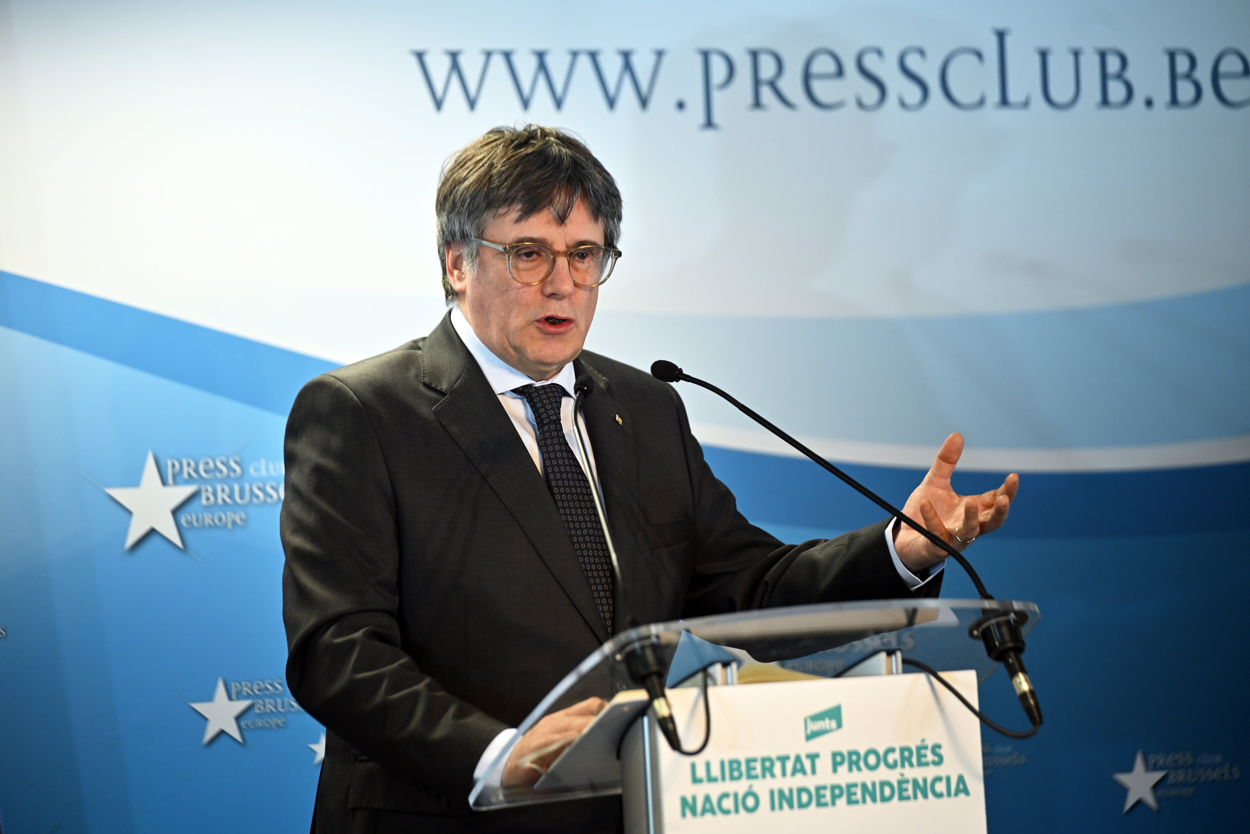 Carles Puigdemont durante una conferencia de prensa en Bruselas