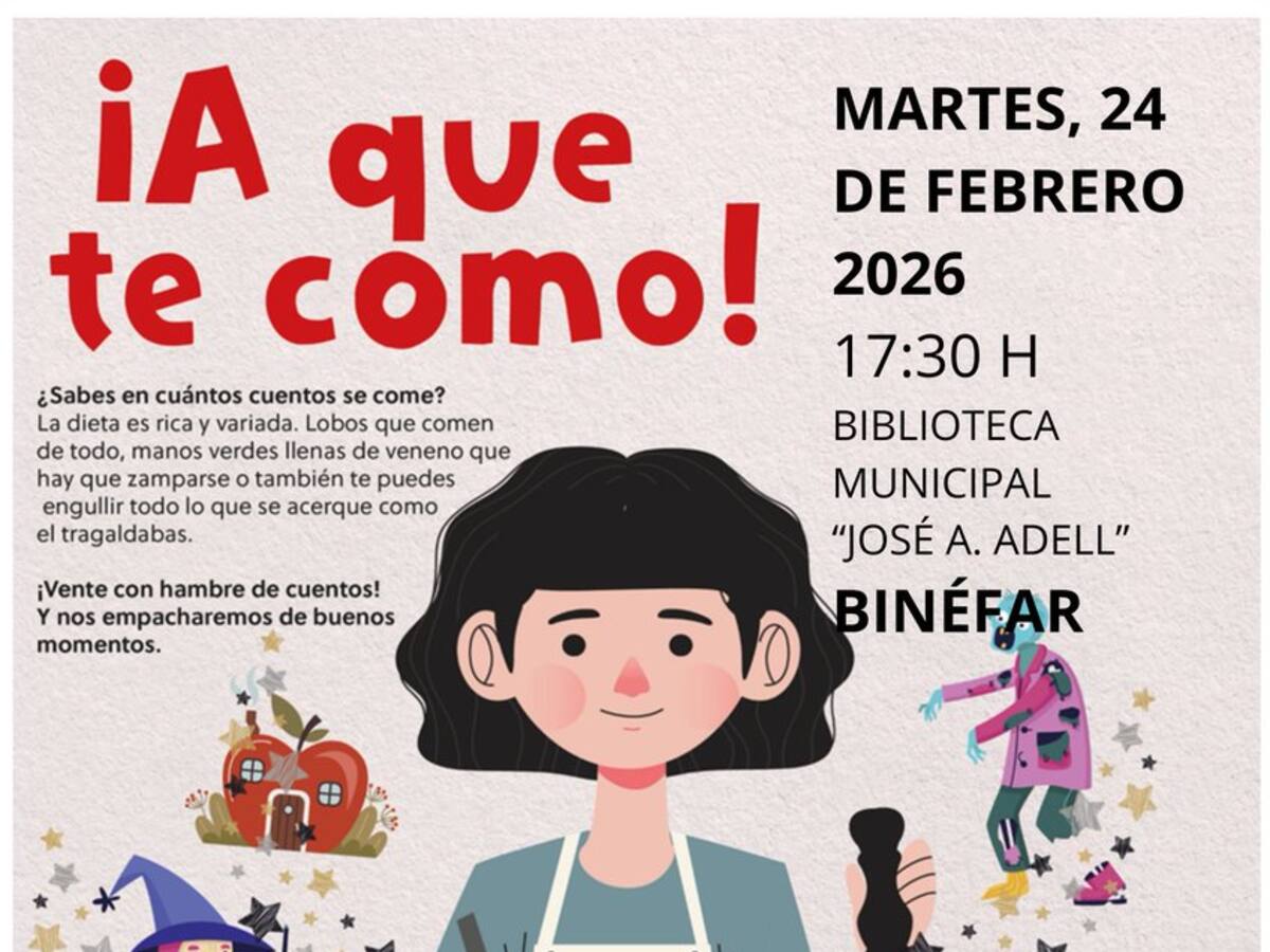 Alicia Lorente despierta la imaginación en Binéfar con su sesión de cuentacuentos "A que te como"