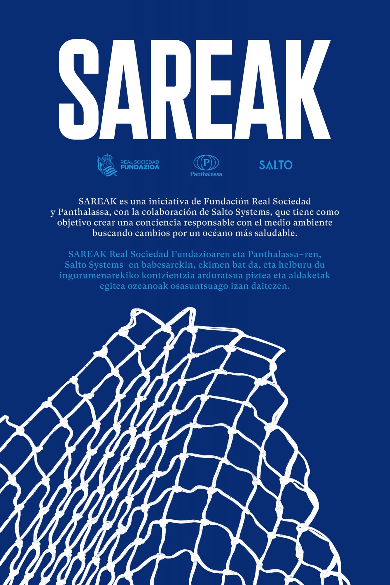 El proyecto &quot;Sareak, nos la jugamos por nuestros mares&quot; rescata redes de pesca del fondo del mar y las convierte en porterías de fútbol