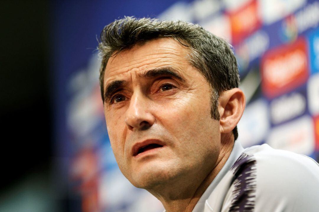 Ernesto Valverde durante la rueda de prensa. 