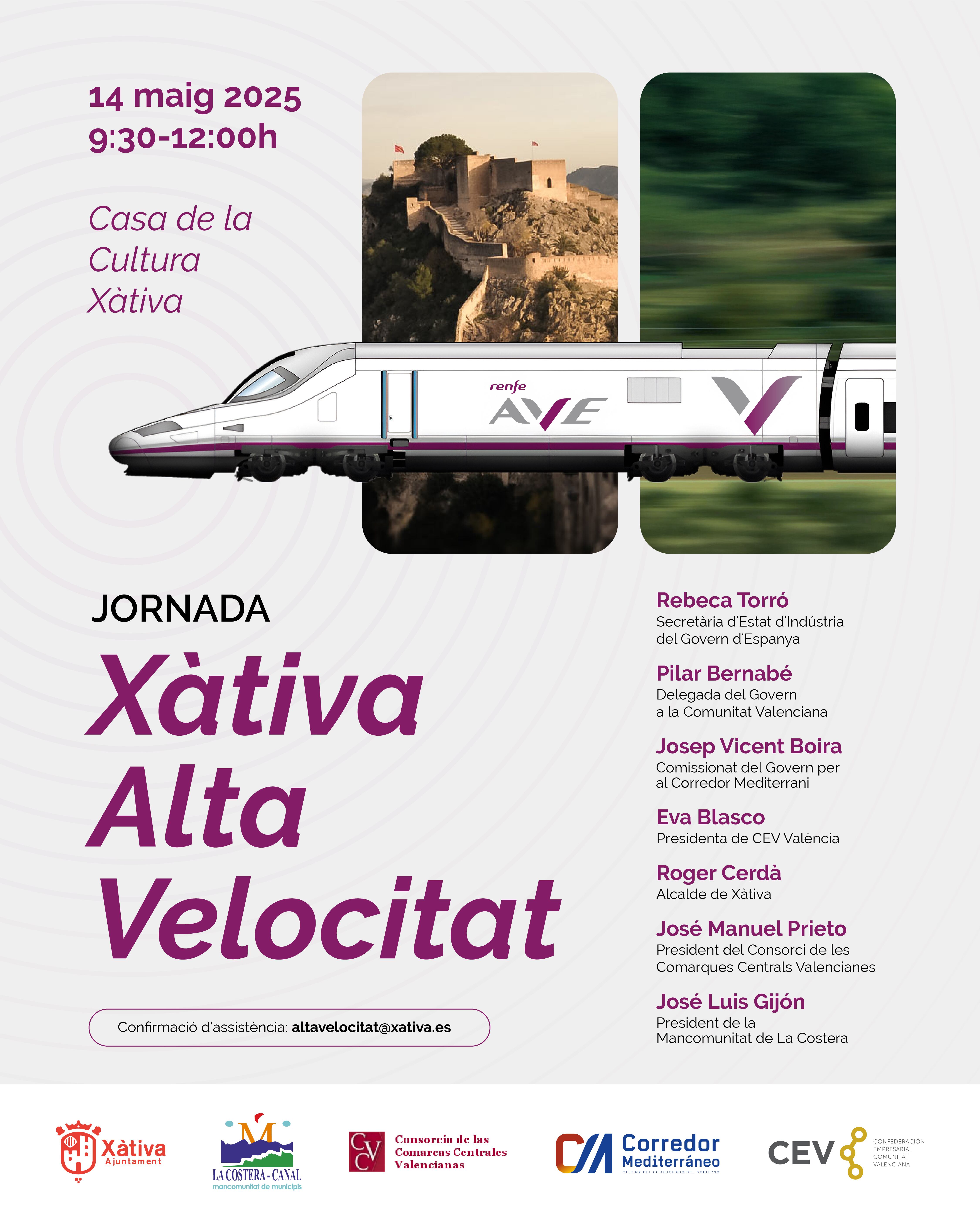 Xàtiva AVE Cartel. Fuente: Radio Xàtiva Cadena SER