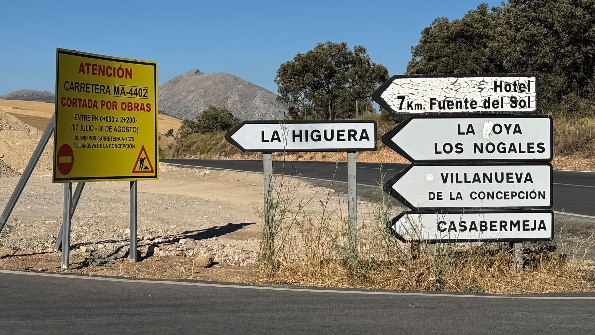 Obras en la carretera de La Joya de Antequera