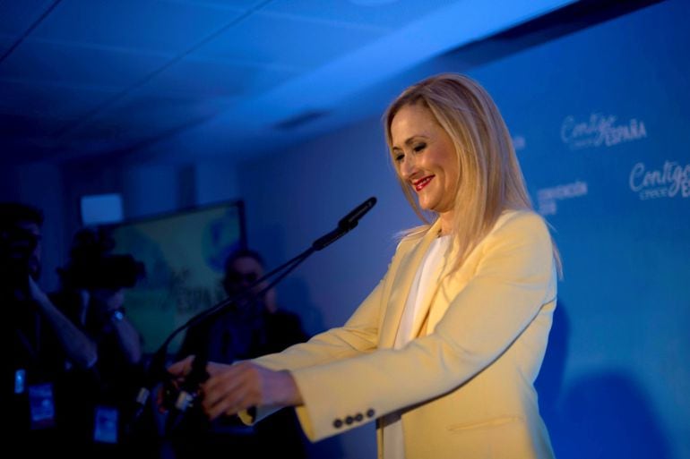 La presidenta de la Comunidad de Madrid, Cristina Cifuentes, durante su intervención en la convención nacional del Partido Popular