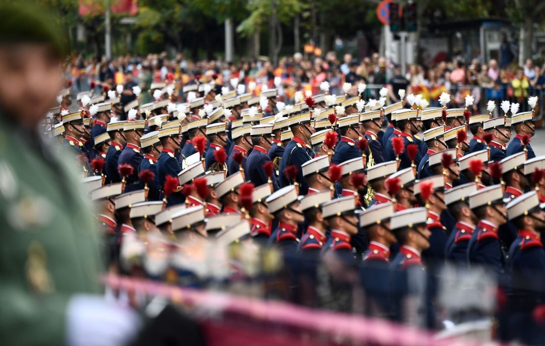 Imagen del desfile militar durante la celebración en Madrid de la fiesta del 12 de octubre el pasado año