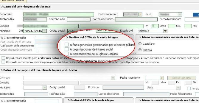 La declaracion de la renta de la campaña 2013 incorpora una tercera casilla para fines gestionados por el sector público