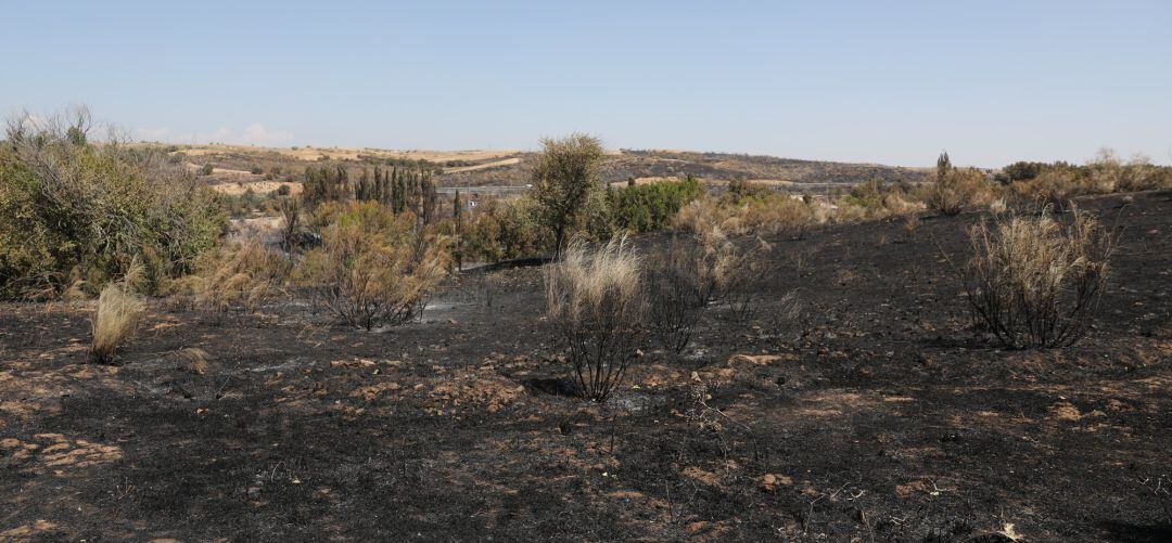 Una de las zonas dañadas por el incendio en Batres