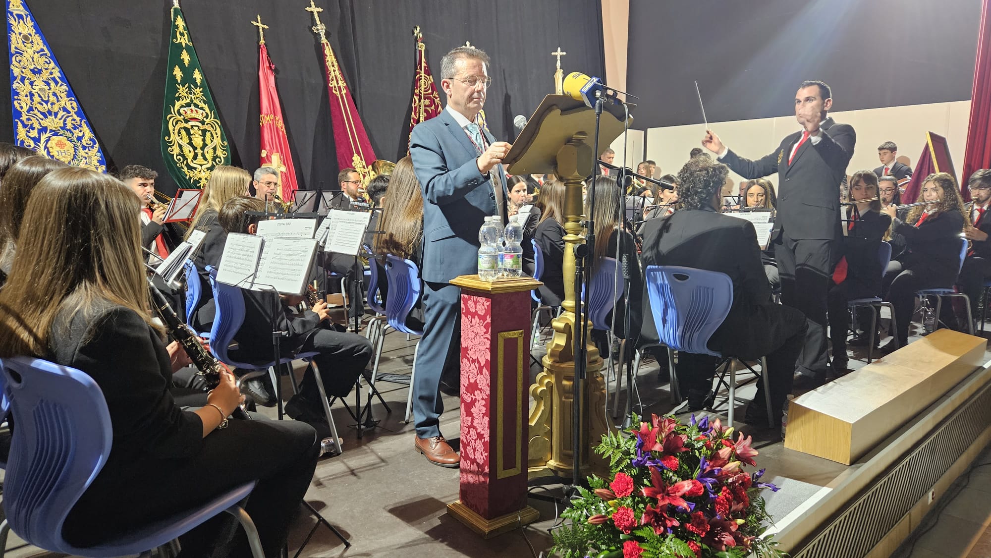 Momento de la interpretación de una de las marchas procesionales por la Banda de Música &#039;Pedro Gámez Laserna&#039;