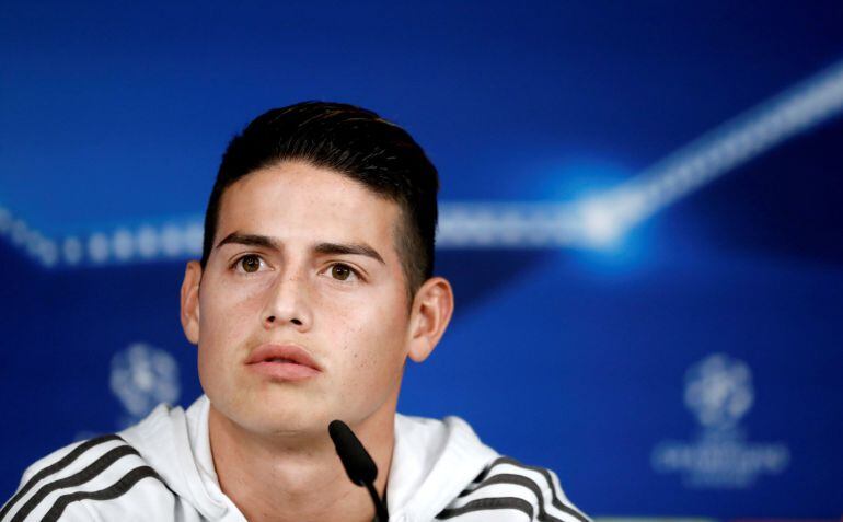 James en rueda de prensa el día previo al Real Madrid - Bayern