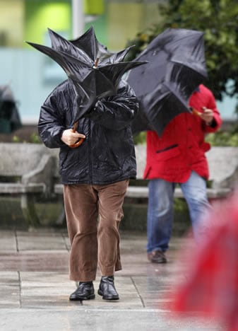 Temporal de lluvia y viento en Bayona (Pontevedra)