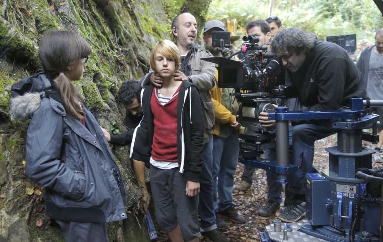 Momento del rodaje &#039;Zipi y Zape y la isla del capitán&#039; en el parque donostiarra de Ametzagaina.