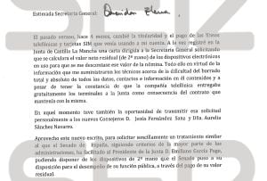 Respuesta remitida por el ex consejero de Sanidad al Gobierno de Castilla-La Mancha