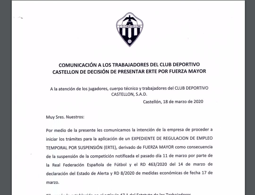 Comunicado CD Castellón 